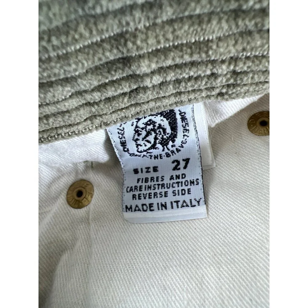 RARE 90s DIESEL New Saddle Mens Size 27W Olive Fat Cord Jean NOS with Tags Italy